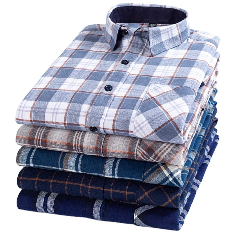 OEM/OEM Mens Flannel Shirt Custom Print Embroidery Logo Plus Size 100% Cotton Long Sleeve Flannel Shirt For Men