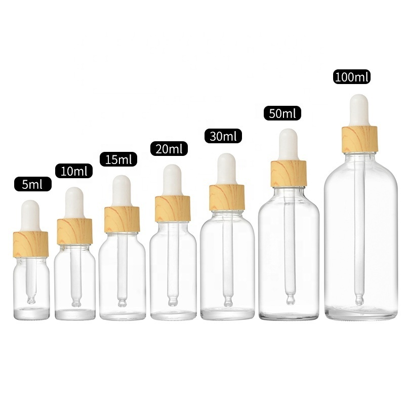 5ml 10ml 15ml 20ml 30ml 50ml 100ml Cosmetic packaging empty clear dropper bottle essential oil cosmetic packaging