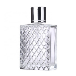 00ML Lattice Shaped Empty Perfume Bottle Aluminum Sprayer Transparent Glass Cosmetic Body Perfume Bottle