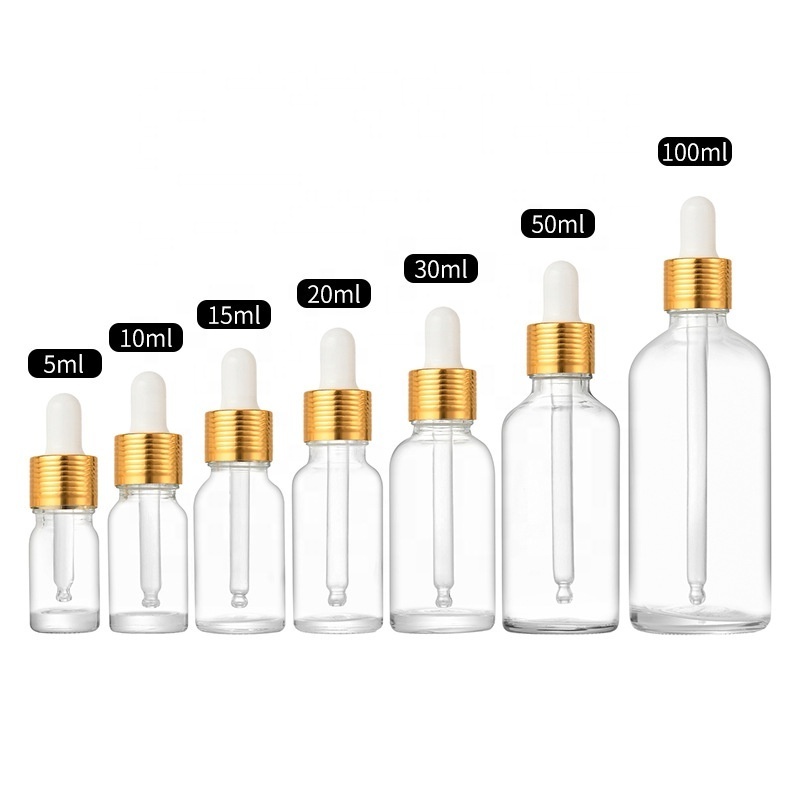 5ml 10ml 15ml 20ml 30ml 50ml 100ml Cosmetic packaging empty clear dropper bottle essential oil cosmetic packaging