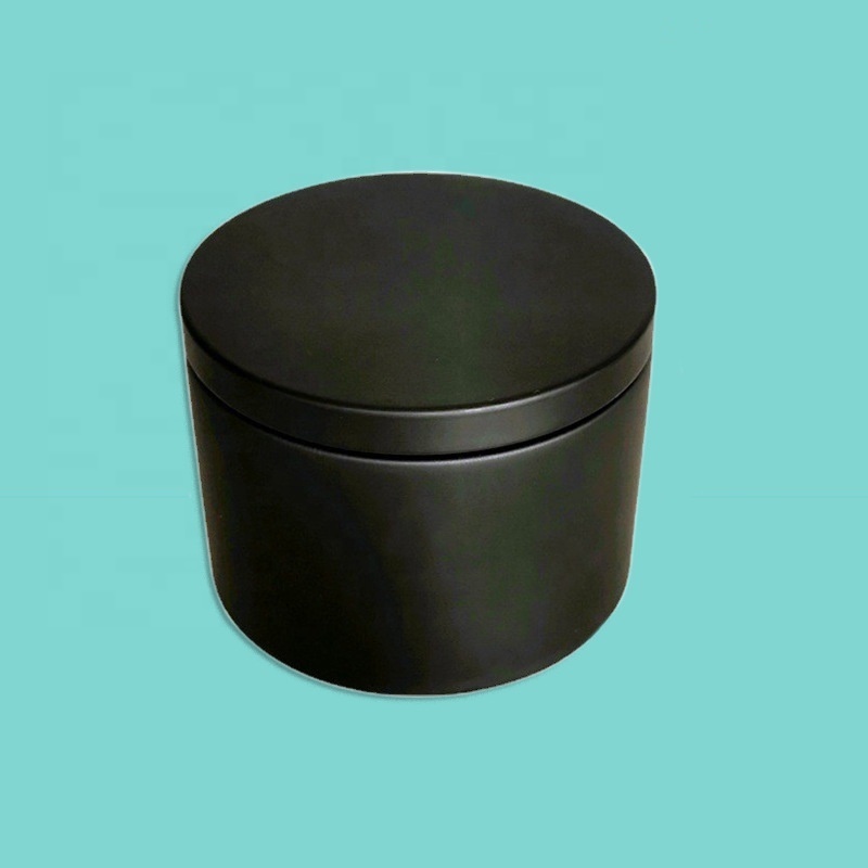 8oz Matte black candle jar aromatherapy container small tea pot white iron can storage iron box