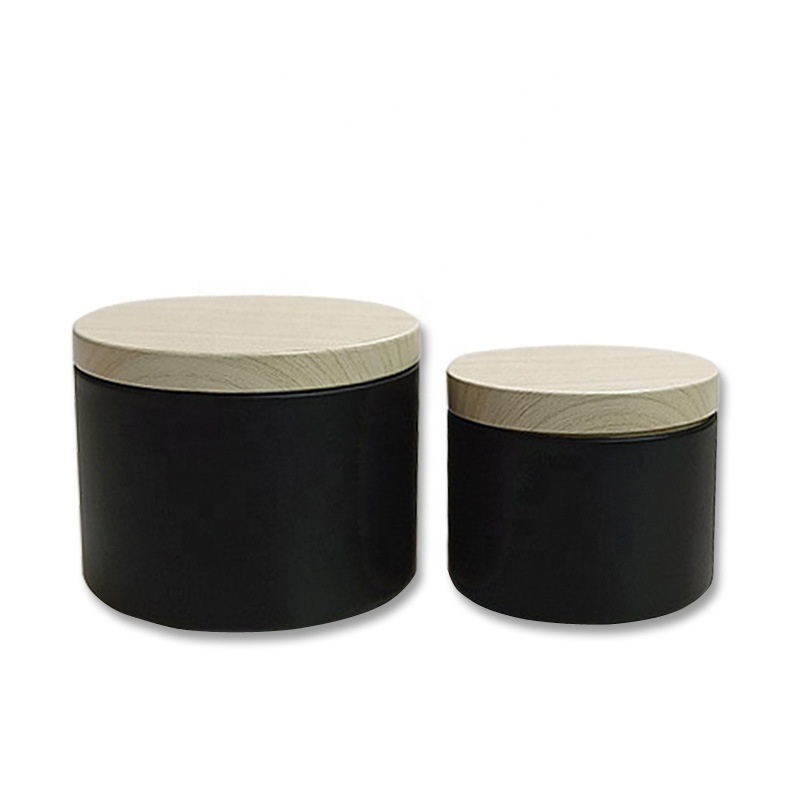 8oz Matte black candle jar aromatherapy container small tea pot white iron can storage iron box