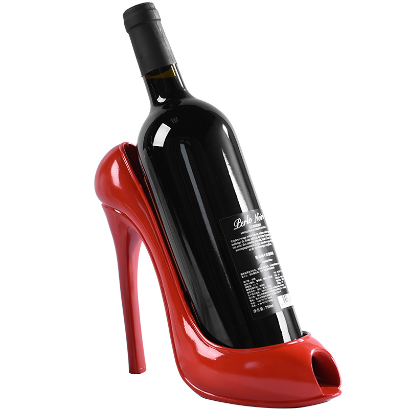 Indoor decoration Glossy red high heel shoe shape wine holder