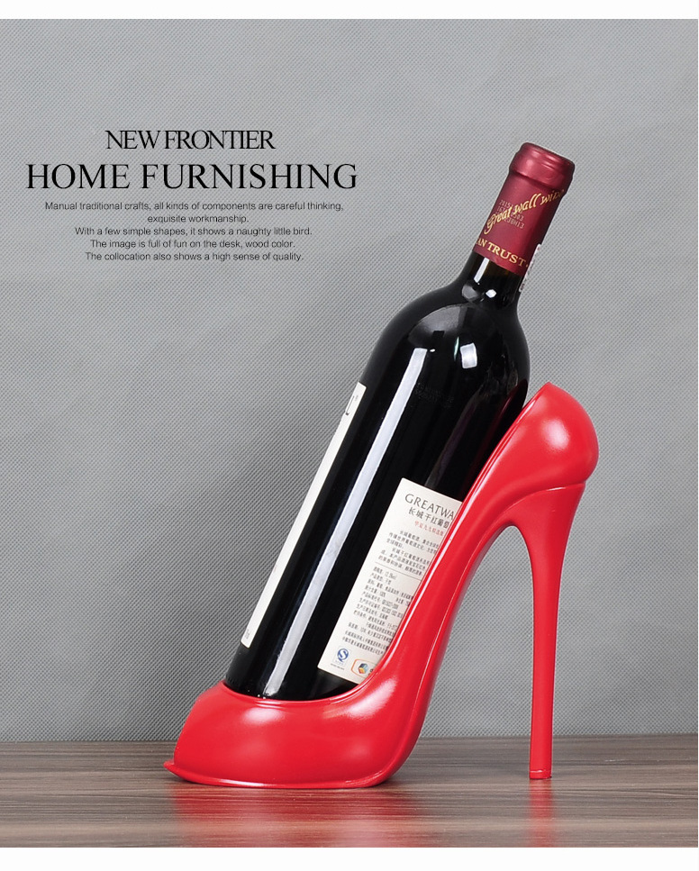 Indoor decoration Glossy red high heel shoe shape wine holder