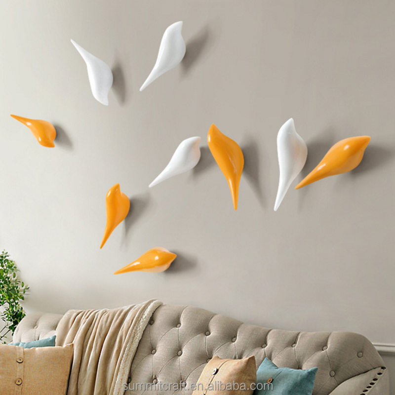 Resin wooden like  3d bird hook Color painted wall hook