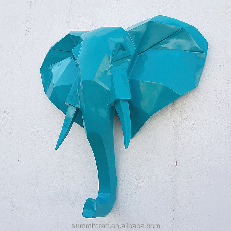 Modern origami Elephant Head Sculpture Wall Mount Decor Hanging Animal Wall Decoration