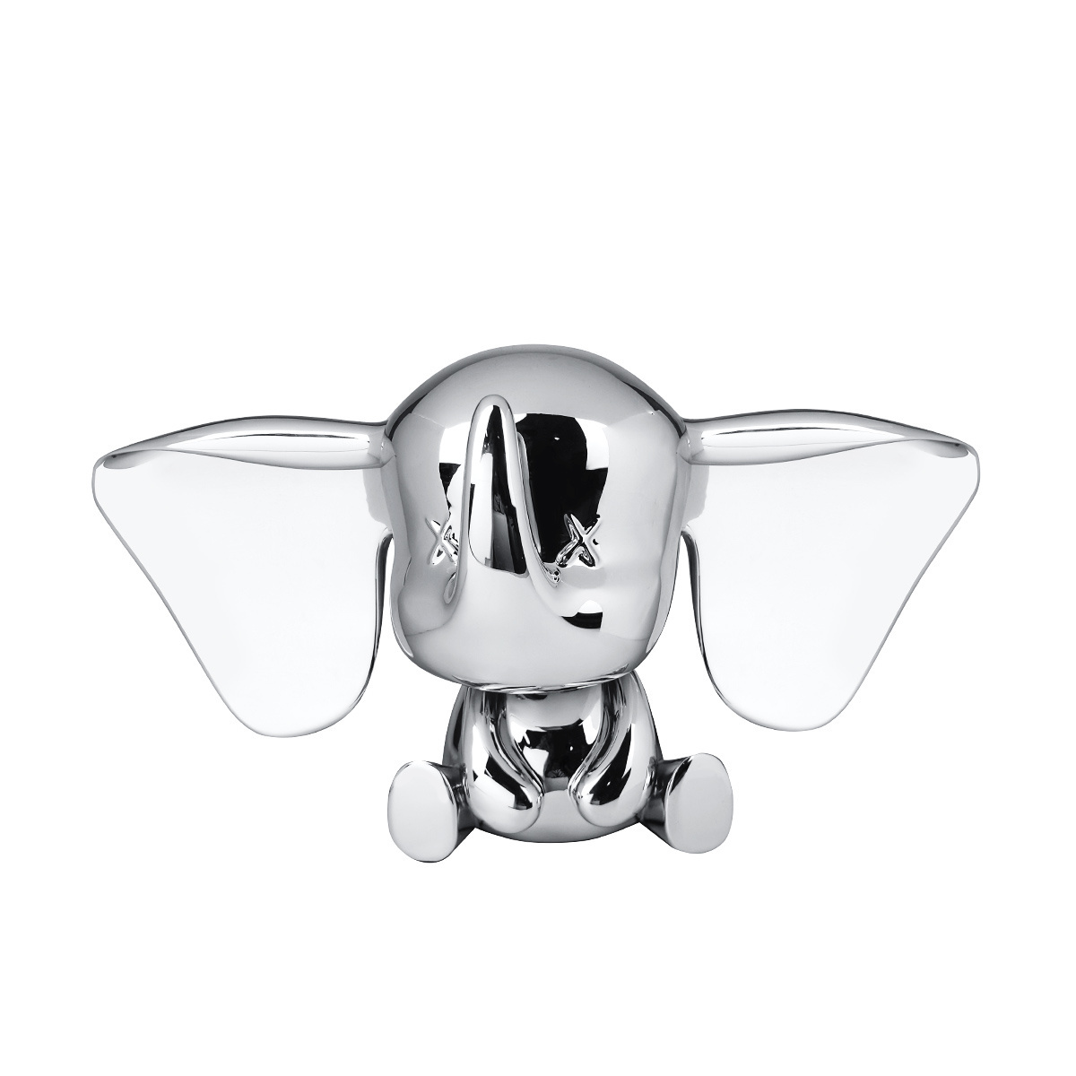 Polyresin silver electroplated dumbo toy statue 3D big ear cartoon elephant figure sculpture