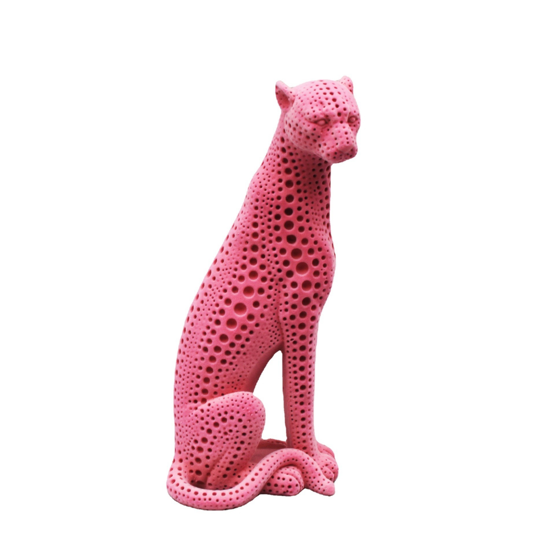 Custom color design flocked resin pink panther statue