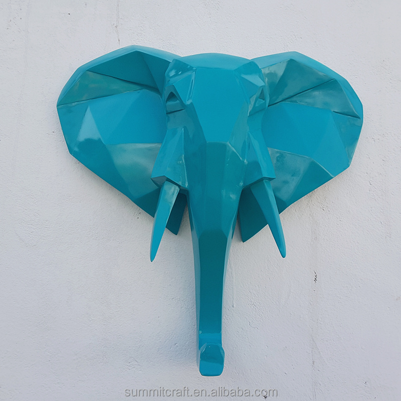 Modern origami Elephant Head Sculpture Wall Mount Decor Hanging Animal Wall Decoration