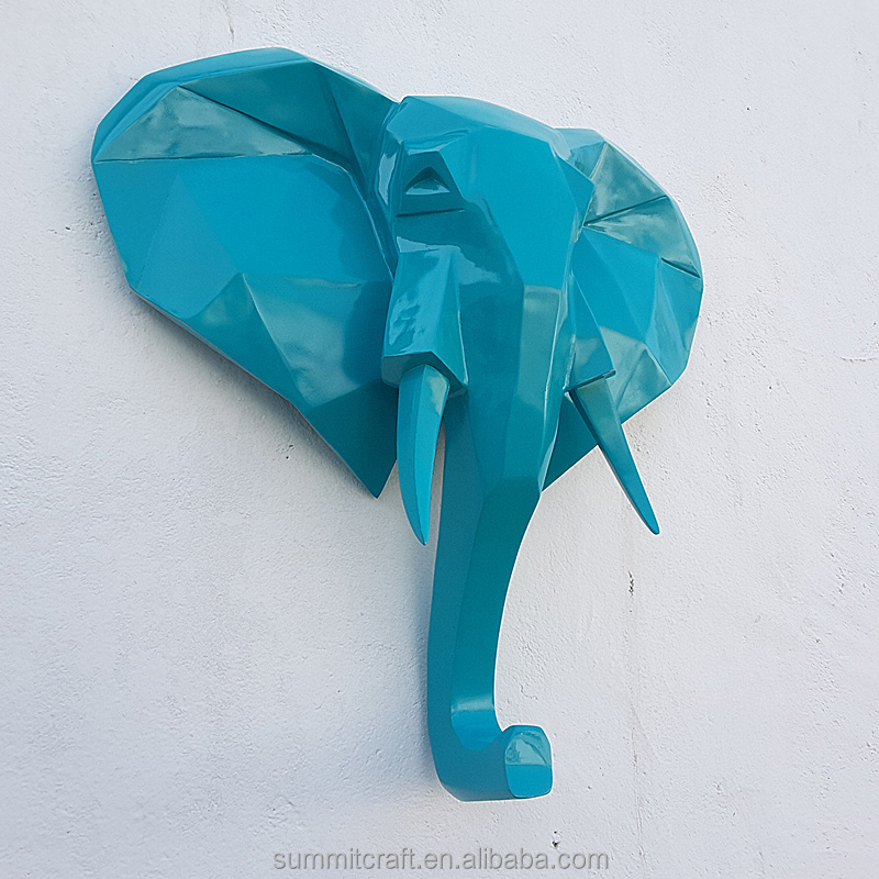 Modern origami Elephant Head Sculpture Wall Mount Decor Hanging Animal Wall Decoration