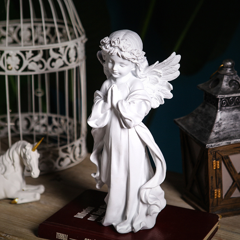 resin garden cherub figurine statue resin pure white praying angel statue