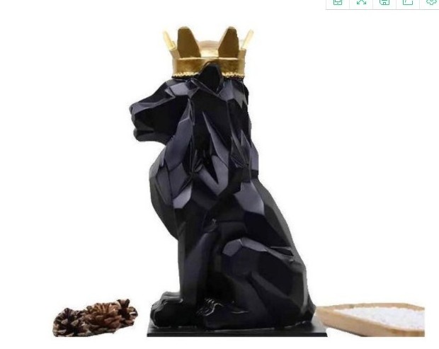 Resin origami polygon crown lion statue for table top decoration