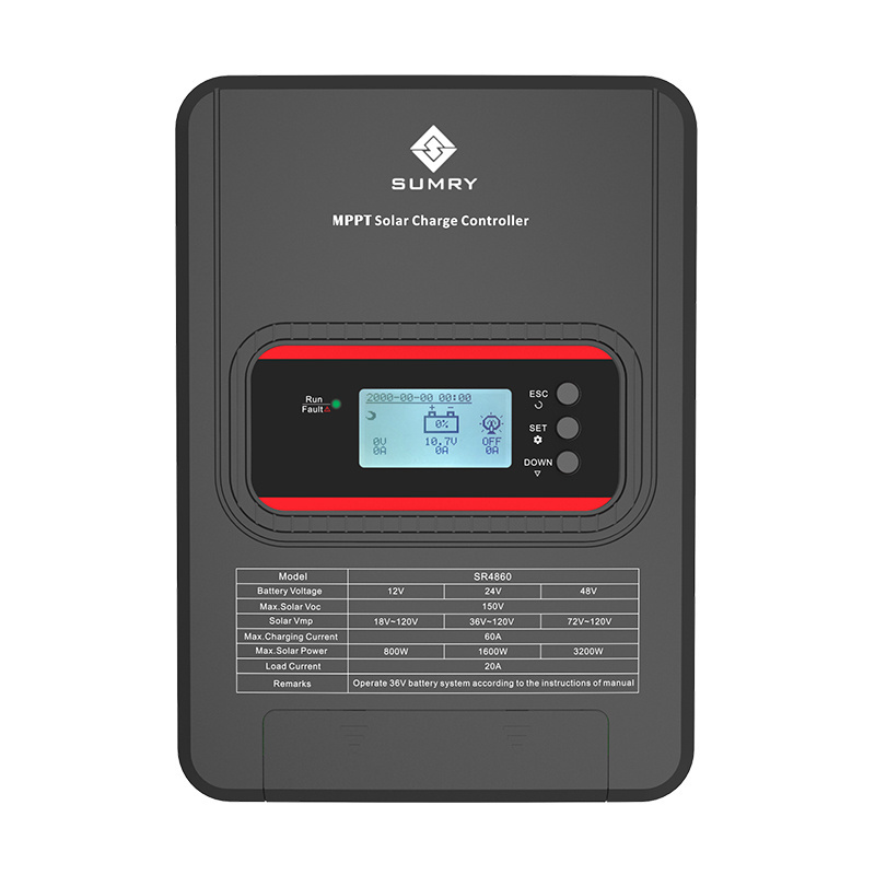 Sumray 100 Amp MPPT 12V/24V/48V DC auto 36Vset Solar Charge Controller with auto cooling fan Adjustable LCD Display