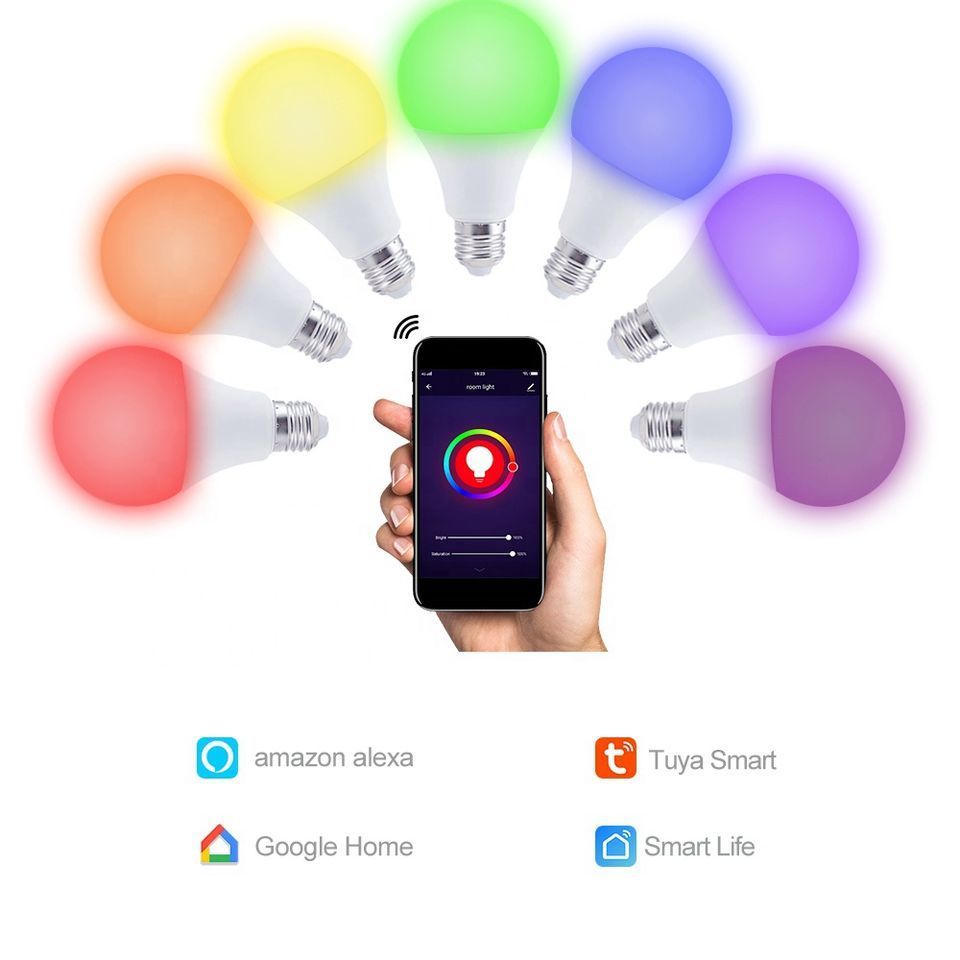 Alexa New Product LED RGB Lights Ip65 Smart Lighting Bulb Wifi Tuya Control Outdoor E27 Smart App PVC White AC 90 A19 -40 - 40