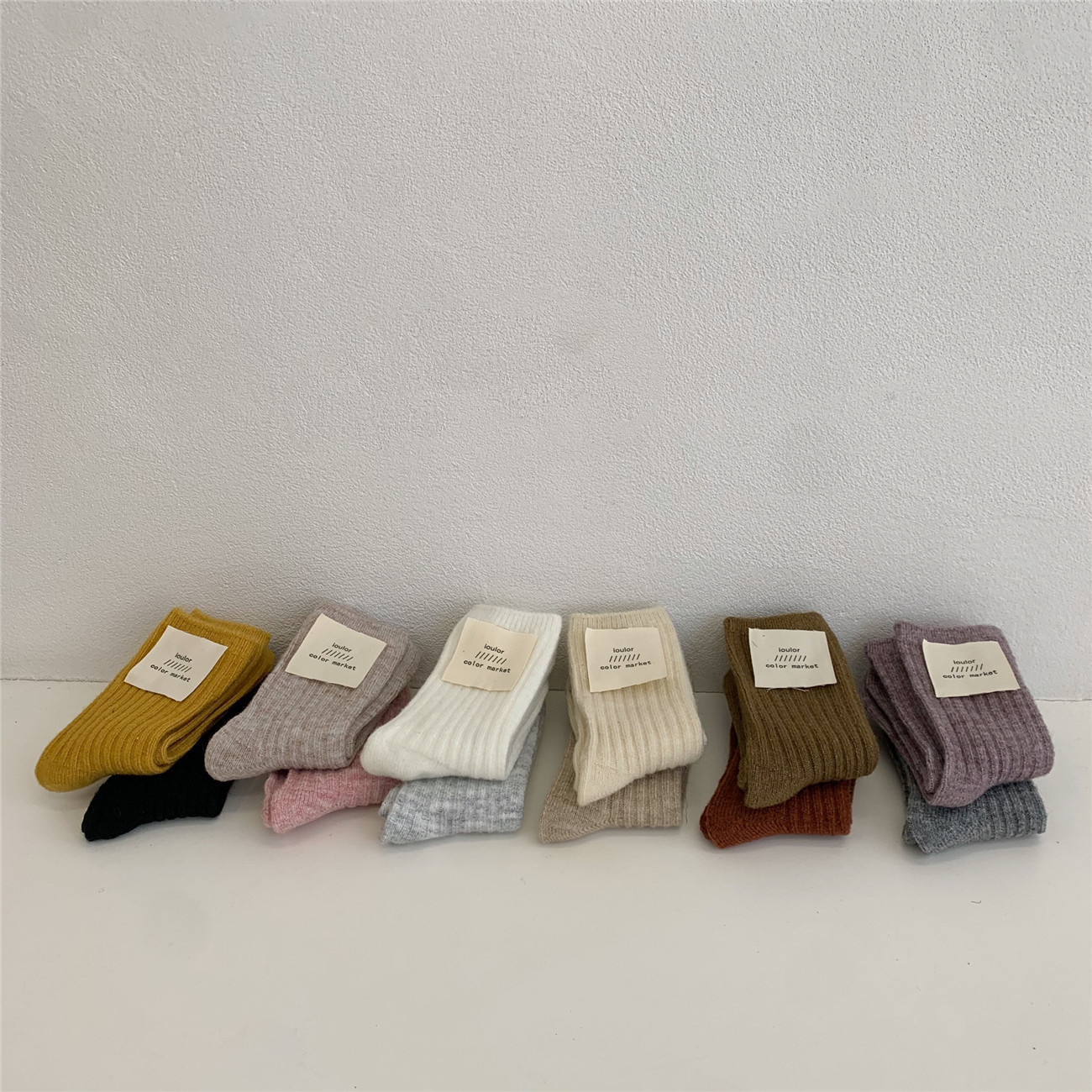 Winter Warm Heated Solid Color Terry Elastic Cashmere Wool Slouch Fuzzy Socks For  Women