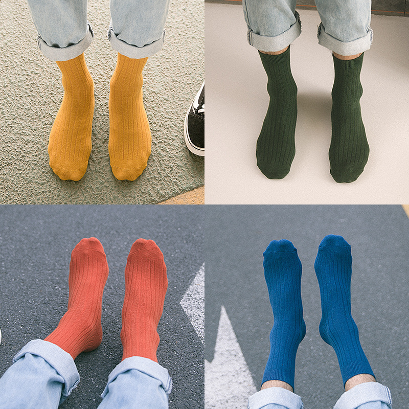 Fashion White Black Cotton Mens Dress Socks Business Crew Calcetines Para Hombre Socks Casual Knitted Colorful Socks