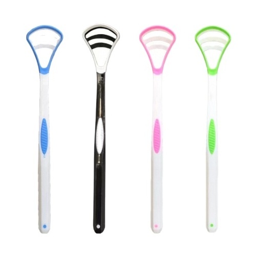 Bulk Private Label Colorful Silicone Stainless Steel Cleaning Brush Plastic Tongue Cleaner Scraper