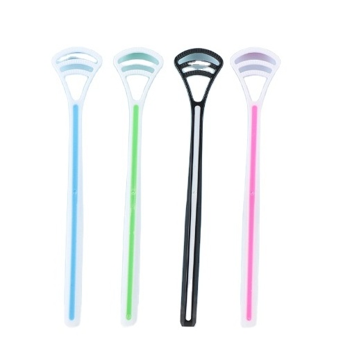 Bulk Private Label Colorful Silicone Stainless Steel Cleaning Brush Plastic Tongue Cleaner Scraper