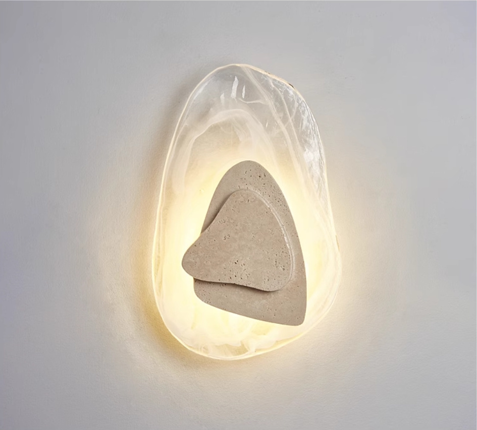 B3717 Exclusive release travertine nordic LED glass hotel bedside living room wall lamp new coming wall light bedroom