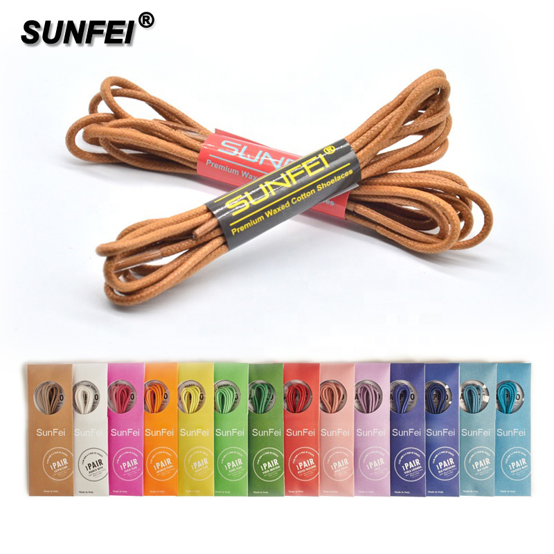 SunFei Hot Selling Waxed Hockey Shoelaces Round Wax Shoelace For Men Leather Shoe Laces Wholesale Custom Hockey Skate Laces