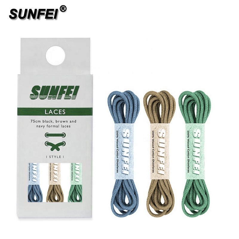 SunFei 3-pack Thick Waxed Dress Shoe Laces Shoelaces Round Cotton Shoelaces Leather Boots & Shoes Rope Strings - Accept Custom