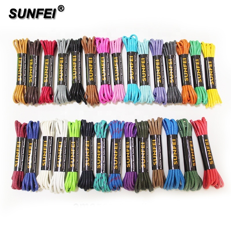 Premium dress shoelaces black brown tan waxed thin round shoelaces Men Dress Boots Bootlaces