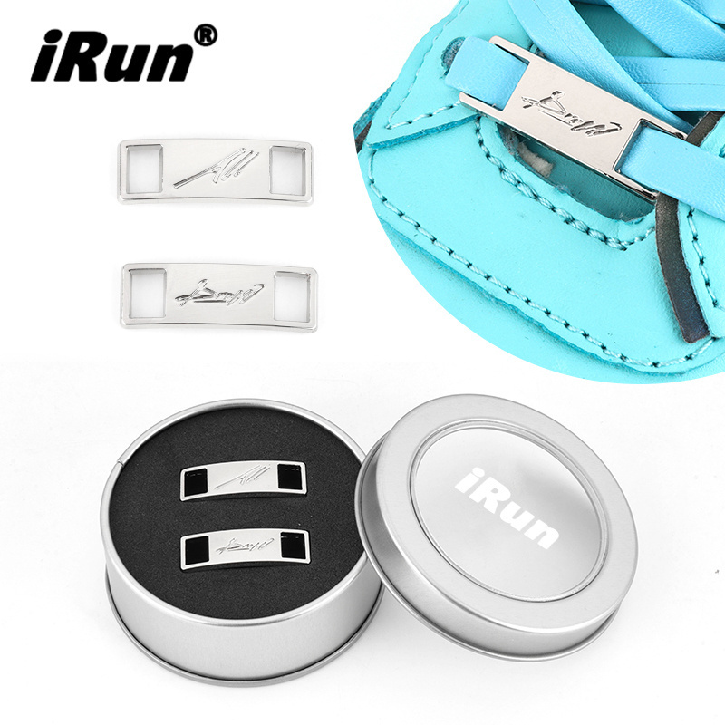 iRun Custom Engraved Lock Shoelace Tag Blank Metal Plate Shoelace Charms Custom Name Shoe Lace Dubraes for Sneakers