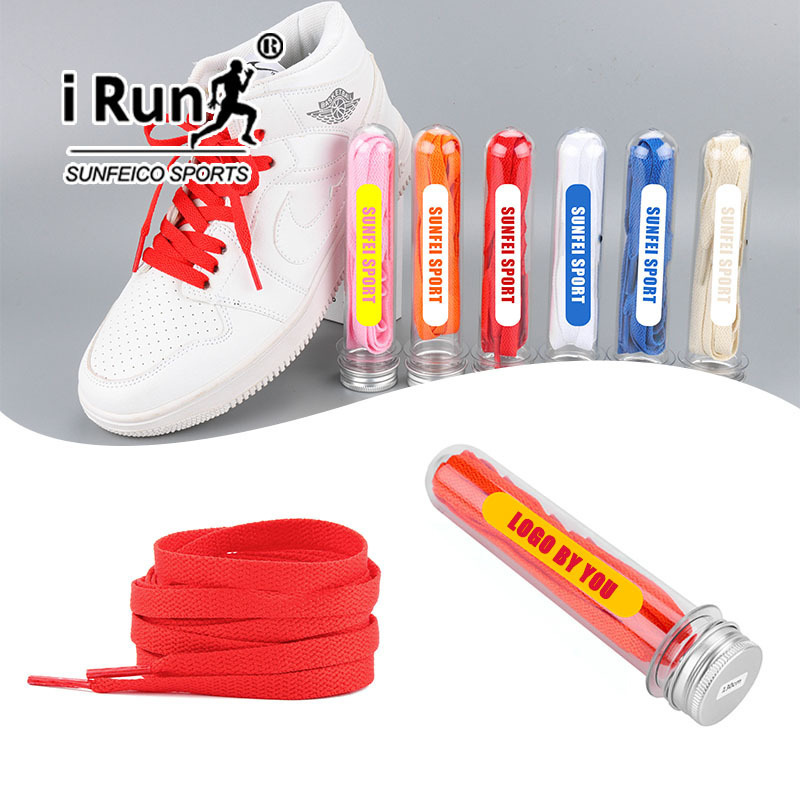 iRun Custom Silk Printing Print Shoelace Sneaker Laces Custom Printed Flat Polyester Shoelaces Factory with Customized Test Tube