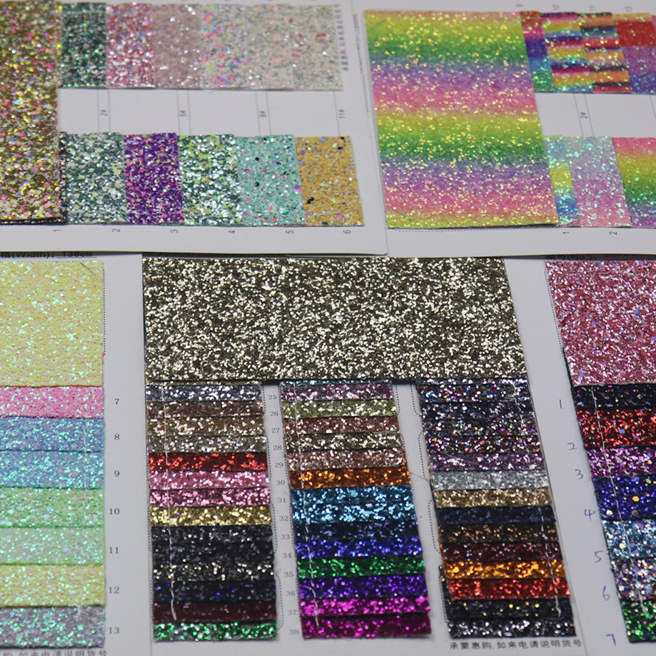 colorful Artificial self-Adhesive recycled  Faux recycled pu glitter leather