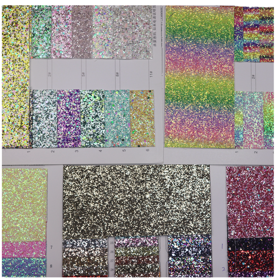 colorful Artificial self-Adhesive recycled  Faux recycled pu glitter leather