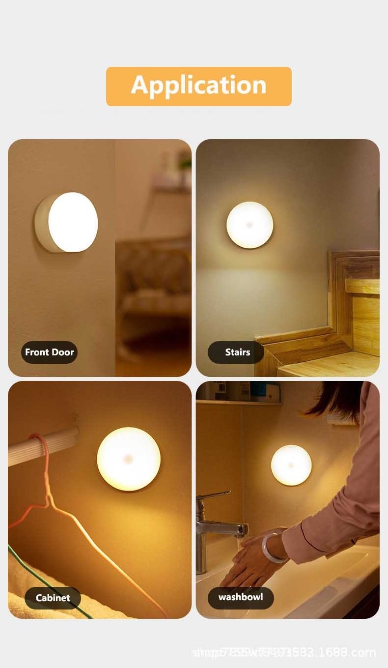 Sunled Motion Sensor Led Night Lamp USB Rechargeable LED Cabinet Light For Bedroom Kitchen Cabinet LED Closet Light