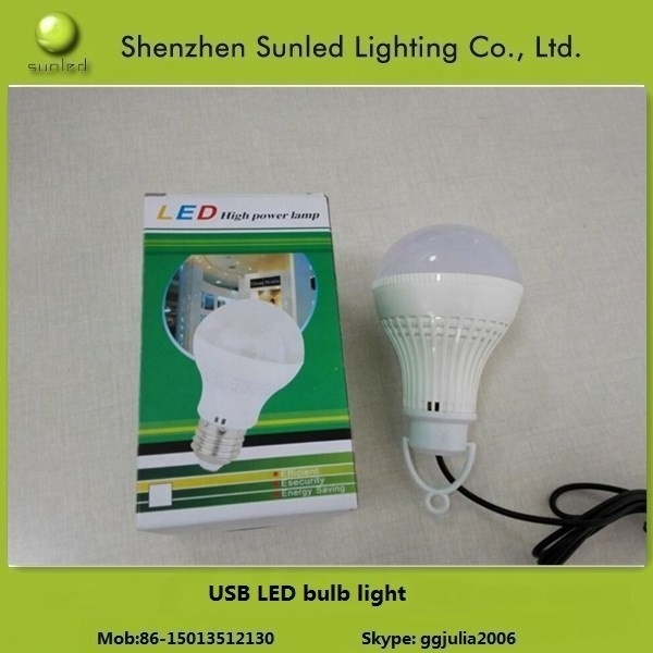 Universal flexible house using led usb lamp bulb 7W pure white color led bulb light with USB connector DC5V