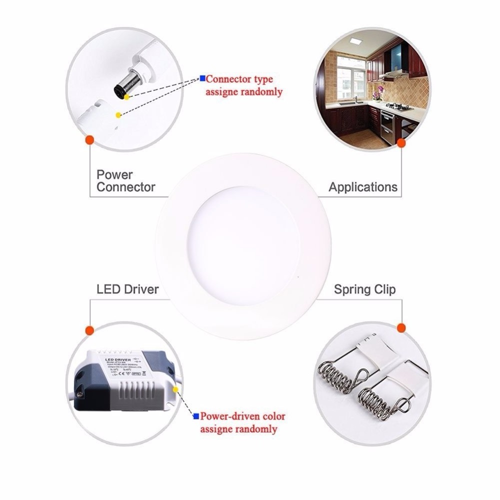 6W 9W 12W 15W 24W Ultra Thin Round Led Panel Light LED Recessed Ceiling Lights for Home, Office, Commercial Lighting