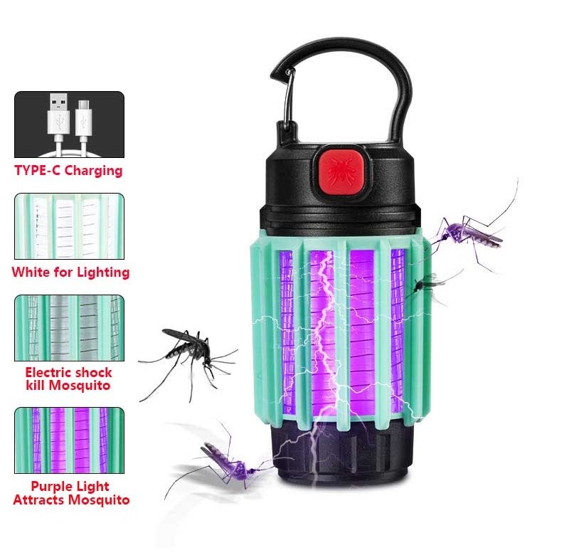 Wholesale Led Mini Camping Lamp With Flashing Warning Type C Charging Camping Tent Lantern Outdoor Mosquito Killer Light