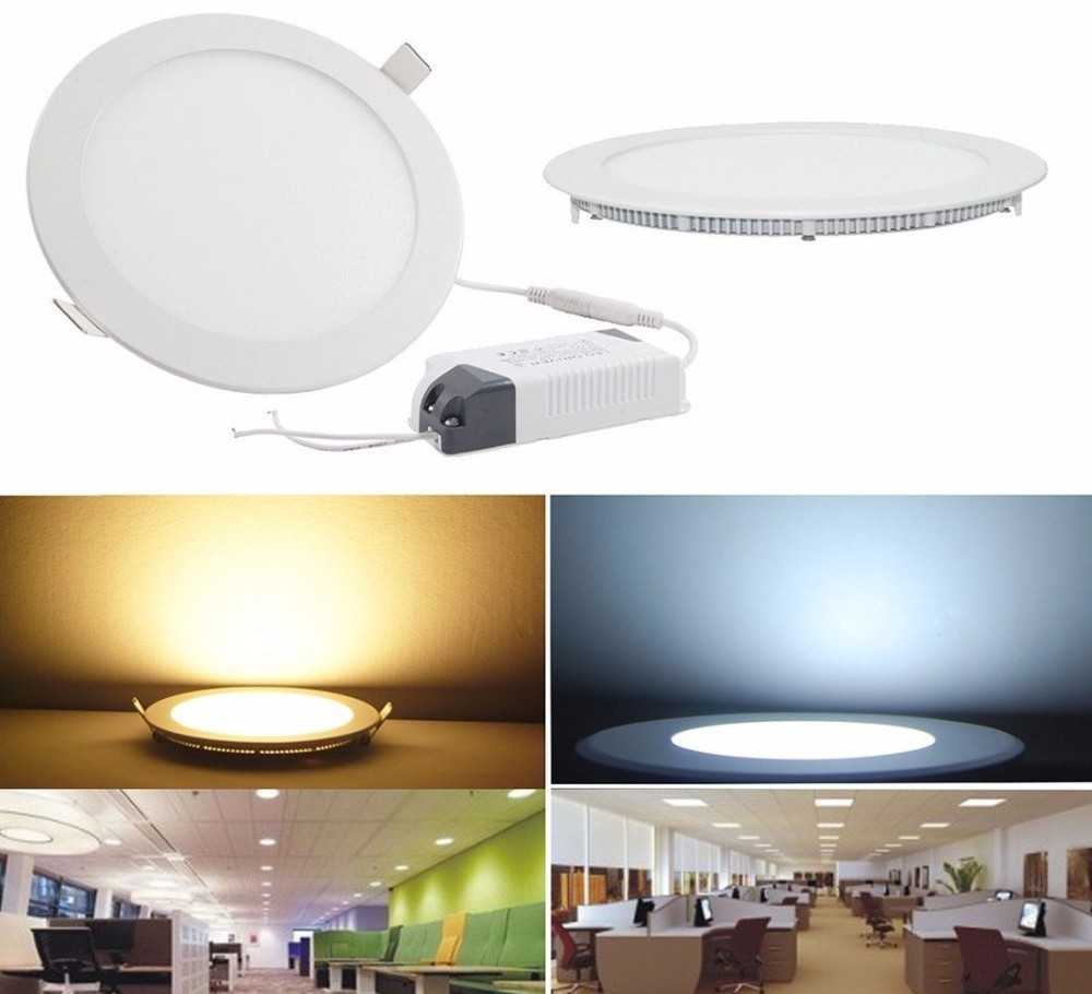 Hot Sale 6W 9W 12W 15W 24W Ultra-thin Round Panel Ceiling Light LED Recessed Light Fixture Ceiling Downlight for Home / Office