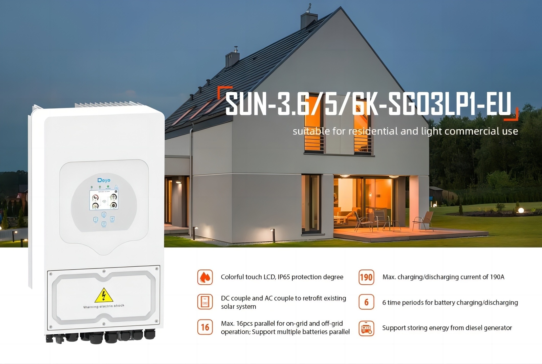 SUN-5K-SG03LP1-EU 5Kw Solar Inverter DC to AC Power Inverters Solar Inverter for Renewable Energy