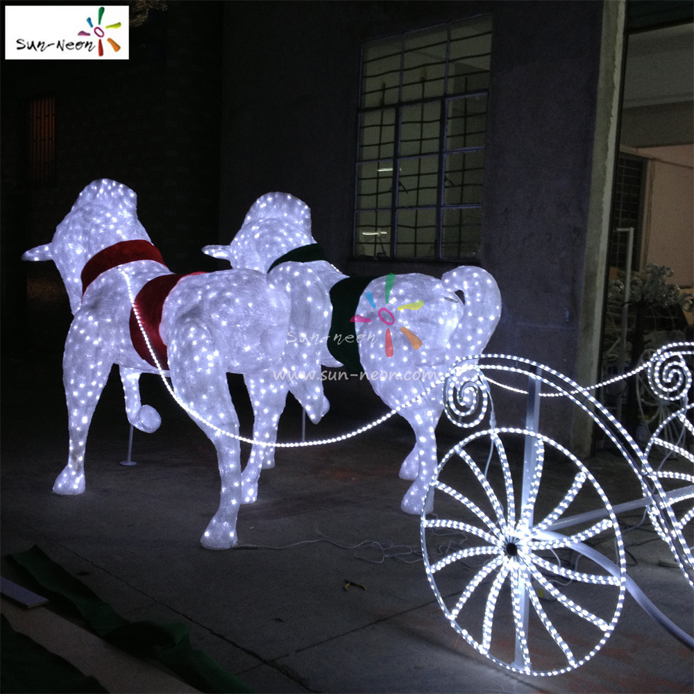 3D Led Lighted Princess Cinderella Pumpkin Horse Carriage Motif Lights For Wedding Decoration