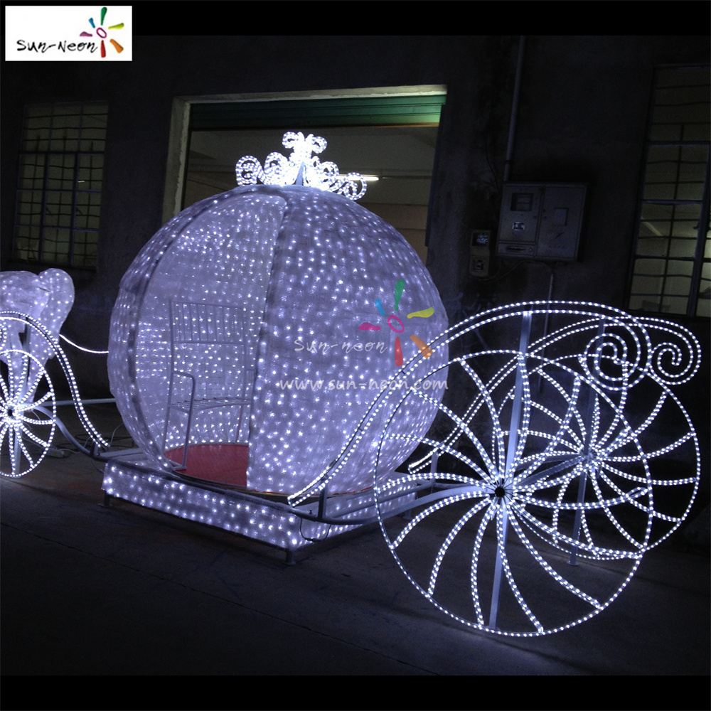 3D Led Lighted Princess Cinderella Pumpkin Horse Carriage Motif Lights For Wedding Decoration