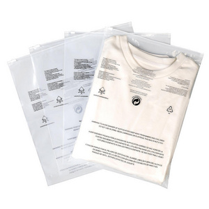 5x15 10x15 Custom Clear Self Adhesive Frosted PE Plastic Zipper Poly Warning Bag For Clothing T-Shirt Underwear