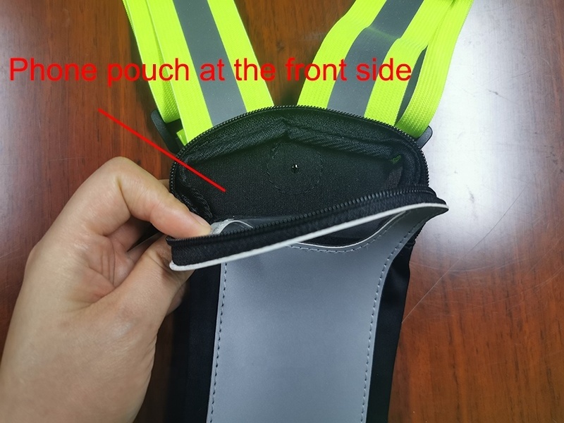 Shenzhen Reflective Vest Manufacturer Running Led Safety Vest with Pouch for Phone