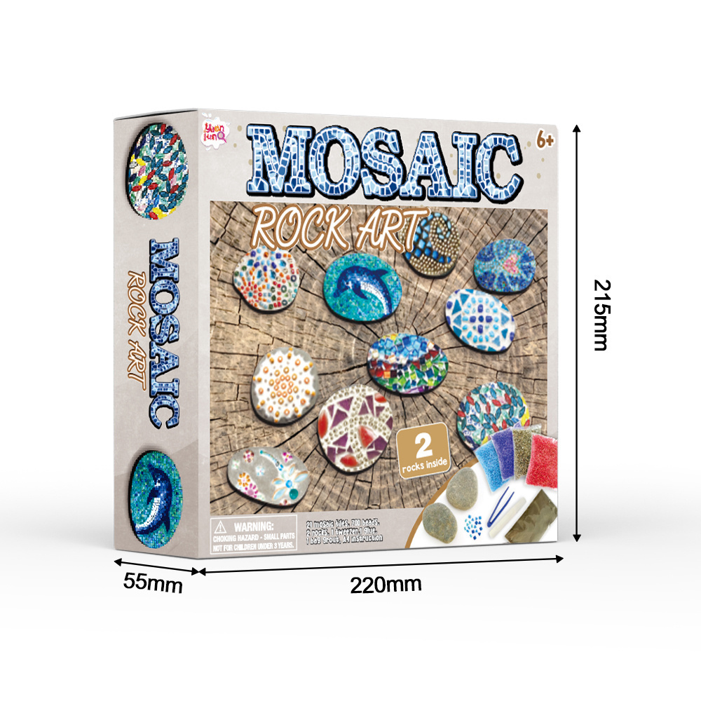 Children DIY Glass Mosaic Kits Glass Mosaic Tile Drawing Art Stone Rock Painting Kits For Kids