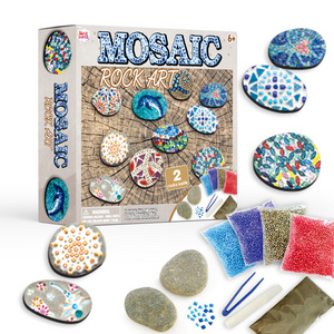 Children DIY Glass Mosaic Kits Glass Mosaic Tile Drawing Art Stone Rock Painting Kits For Kids