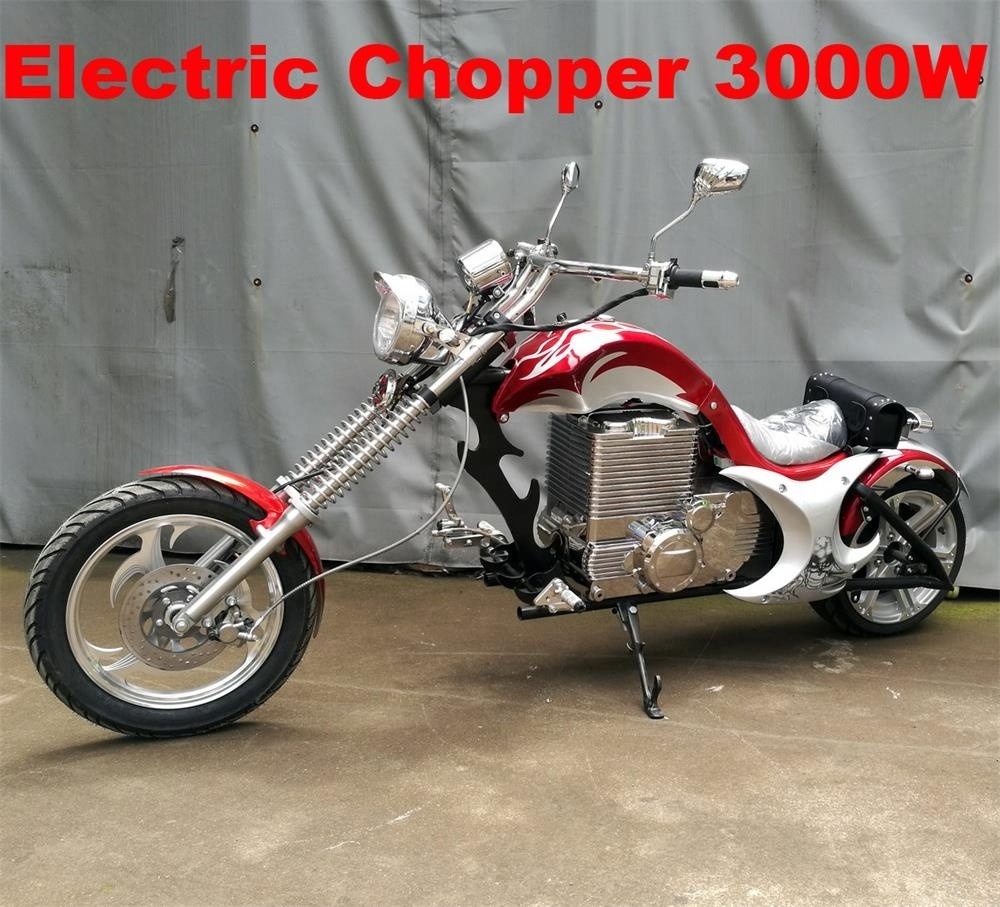 High speed 3000W 72V electric chopper motorcycle with