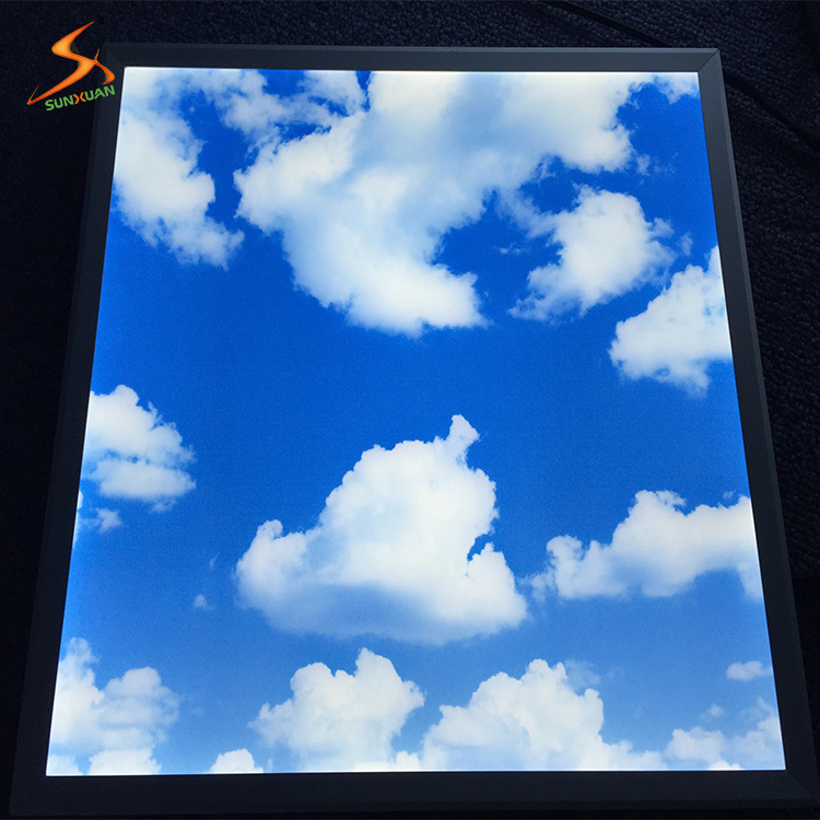 Office Home Day care using Customize blue sky white cloud customized picture 600*600mm flat led ceiling panel sky light