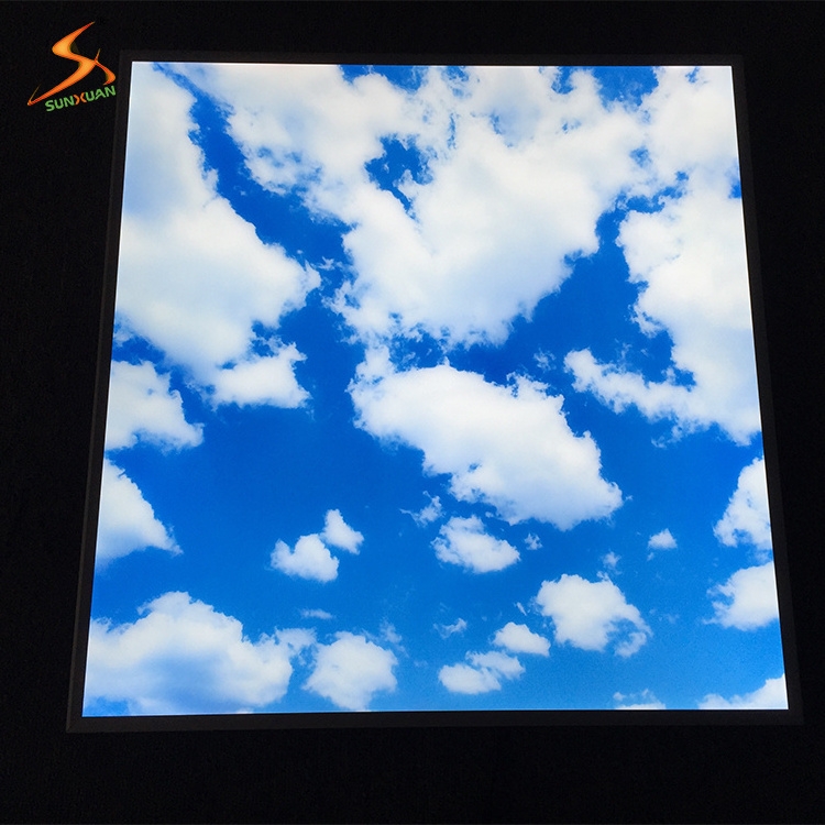 12w square led flat panel light for indoor ceiling embedded decorative 300x300mm led blue sky panel light