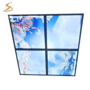 12w square led flat panel light for indoor ceiling embedded decorative 300x300mm led blue sky panel light