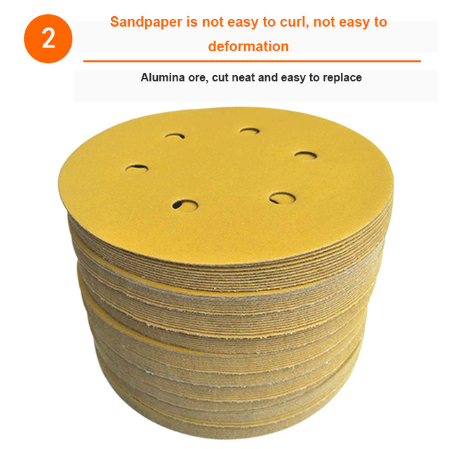 German production line Hook and Loop or Psa Backing P60 - P800 5 inch gold colour abrasive sanding paper discs Sandpaper Disc