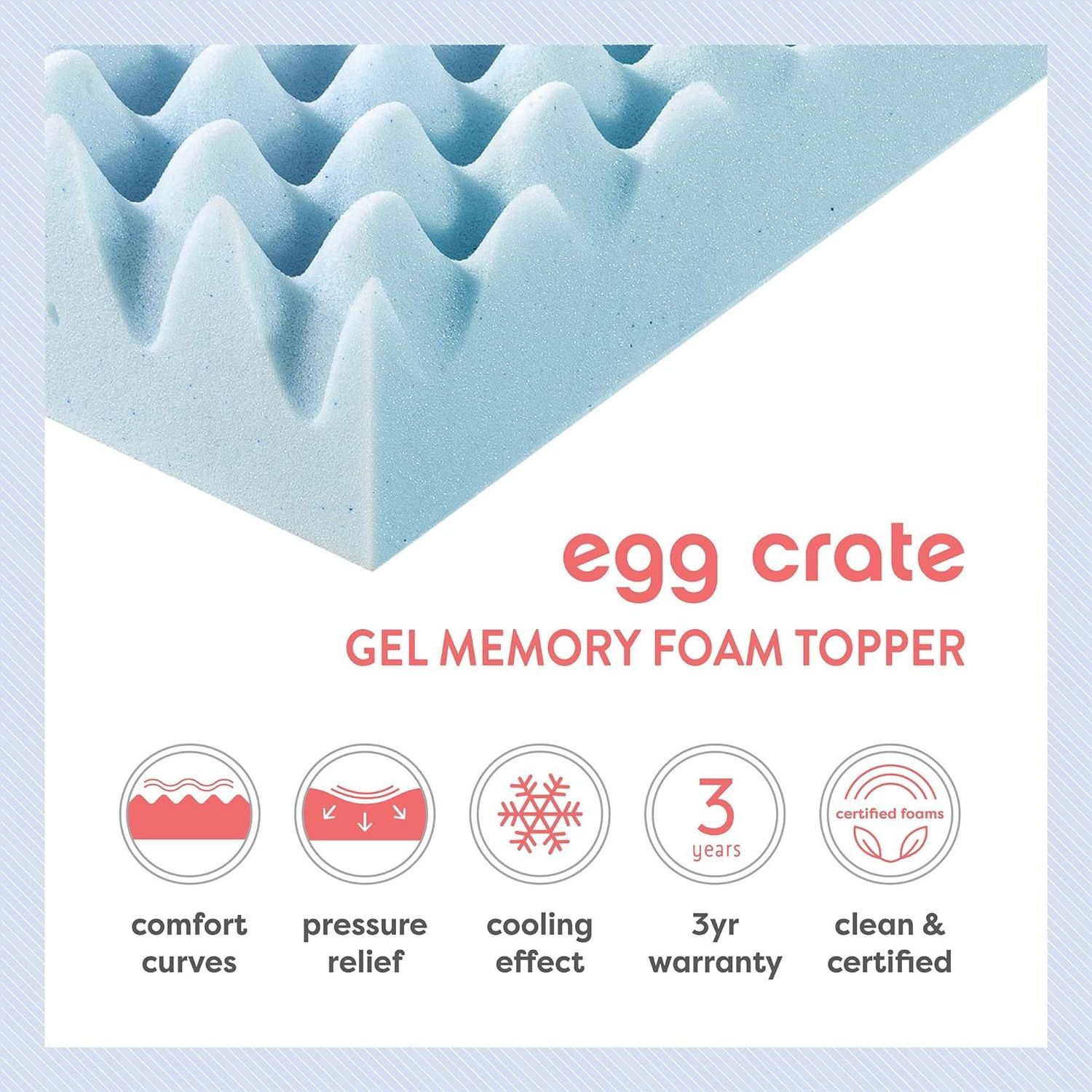 4 inch foam bed topper Cooling  4 Inch Egg Crate Memory Foam Mattress Topper with Cooling Gel Infusion