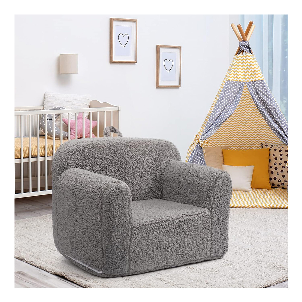 Baby Sofa Chair Kids Ultra-Soft Snuggle Foam Filled Chair Single Cuddly Sherpa Reading Couch for Boys and Girls