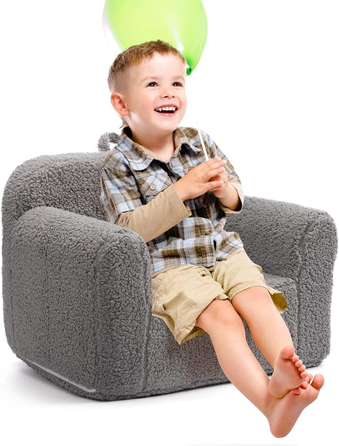 Baby Sofa Chair Kids Ultra-Soft Snuggle Foam Filled Chair Single Cuddly Sherpa Reading Couch for Boys and Girls